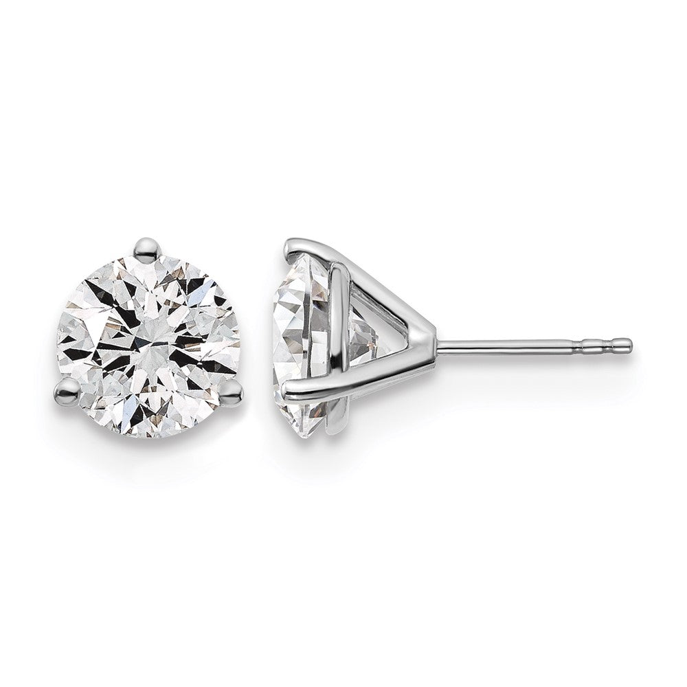 14K White Gold 5 Ctw Lab Grown Diamond Vs+ F+ Round 3 Prong Heavy Wt. Stud Earrings
