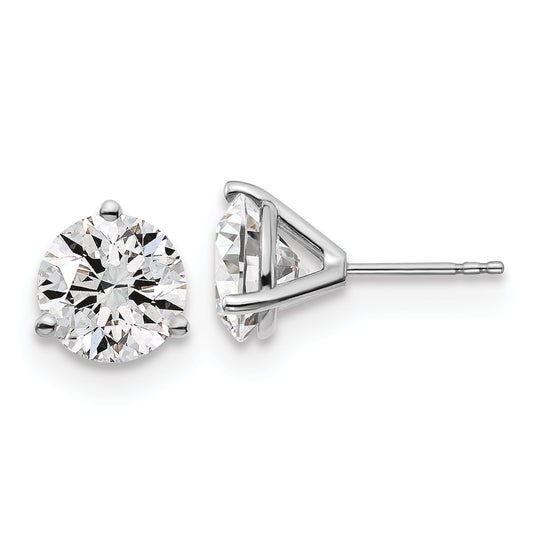 14K White Gold 5 Ctw Certified Lab Grown Diamond Vs+ F+ Round 3 Prong Heavy Wt. Stud Earrings