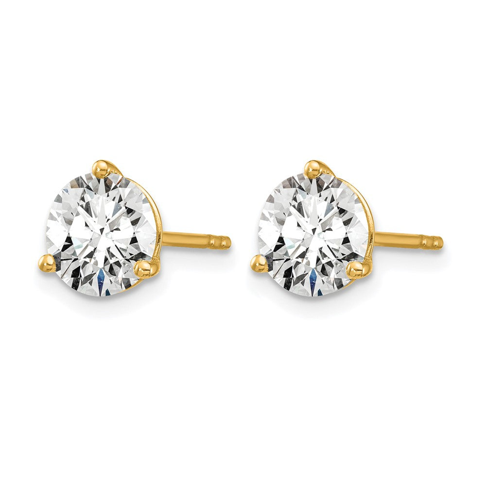 14K Yellow Gold 5 Ctw Certified Lab Grown Diamond Vs+ F+ Round 3 Prong Heavy Wt. Stud Earrings