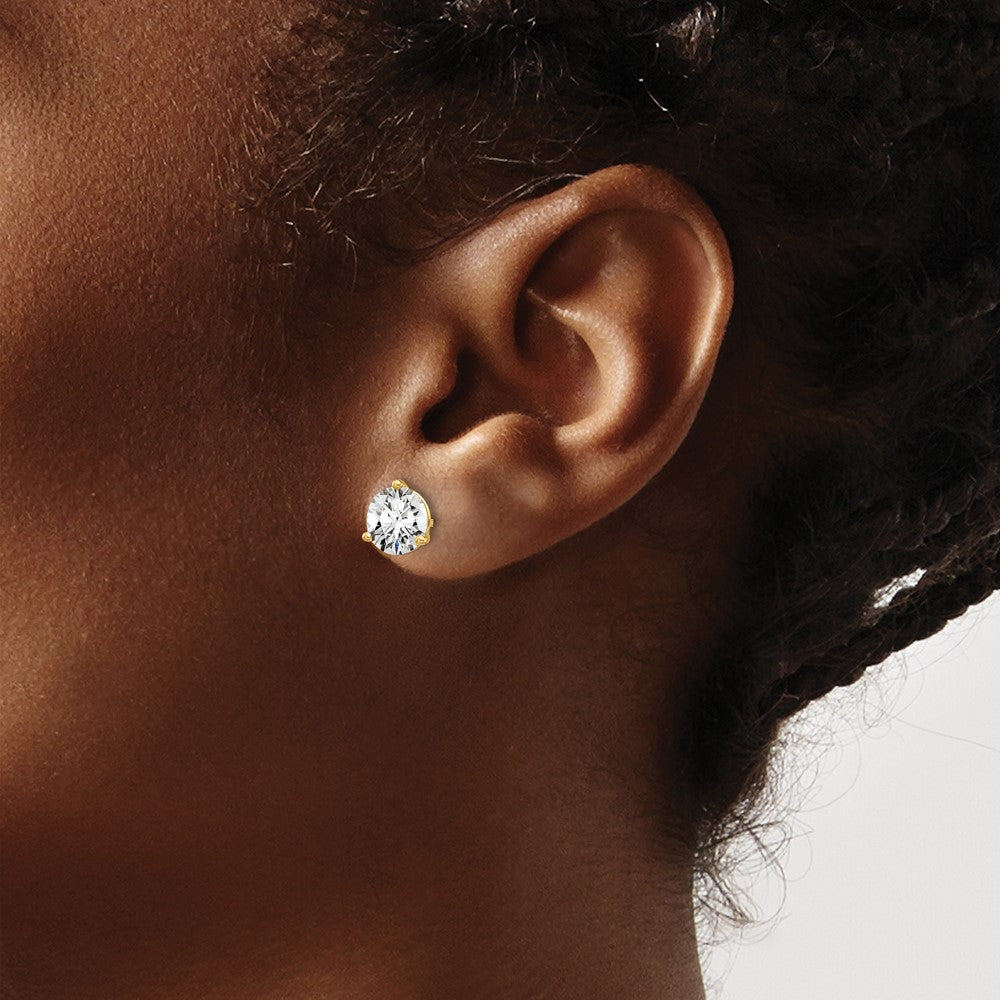 14K Yellow Gold 5 Ctw Lab Grown Diamond Vs+ F+ Round 3 Prong Heavy Wt. Stud Earrings