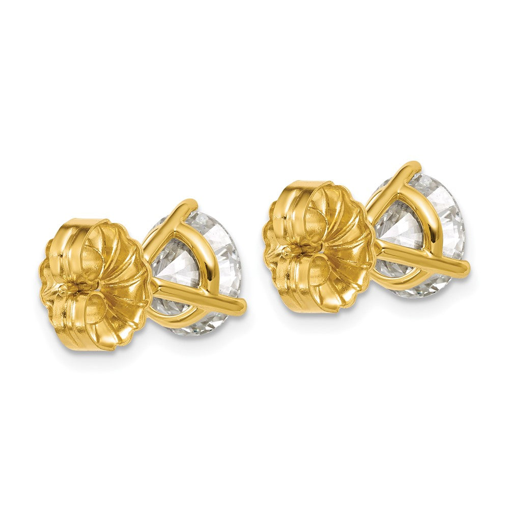14K Yellow Gold 5 Ctw Lab Grown Diamond Vs+ F+ Round 3 Prong Heavy Wt. Stud Earrings