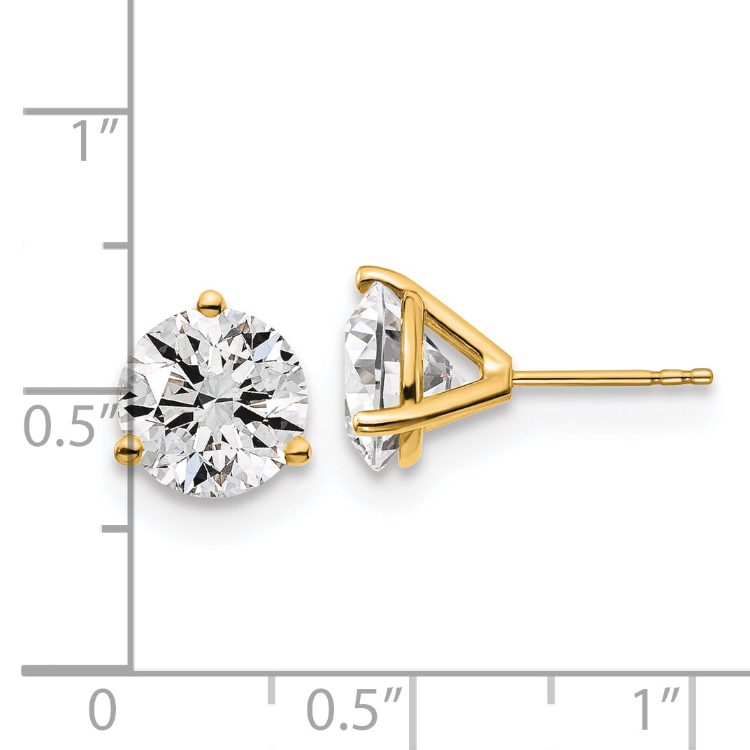 14k Yellow Gold 5 ctw Lab Grown Diamond VS/SI+ G+ Round 3 Prong Heavy Wt. Stud Earrings