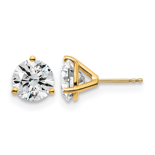 14k Yellow Gold 5 ctw Certified Lab Grown Diamond VS/SI+ G+ Round 3 Prong Heavy Wt. Stud Earrings