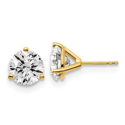 14k Yellow Gold 5 ctw Lab Grown Diamond VS/SI+ G+ Round 3 Prong Heavy Wt. Stud Earrings