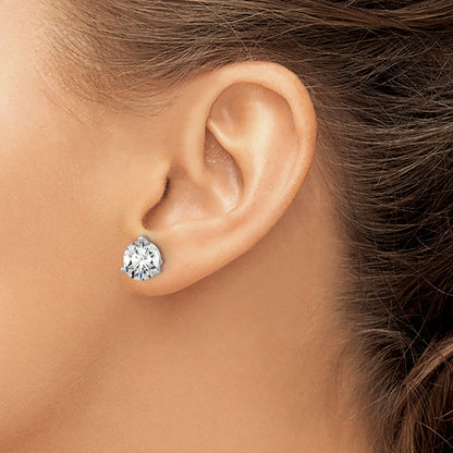 14K White Gold 6 Ctw Certified Lab Grown Diamond Vs+ F+ Round 3 Prong Heavy Wt. Stud Earrings