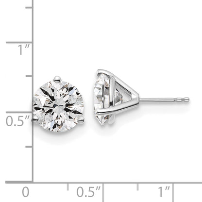 14K White Gold 6 Ctw Certified Lab Grown Diamond Vs+ F+ Round 3 Prong Heavy Wt. Stud Earrings
