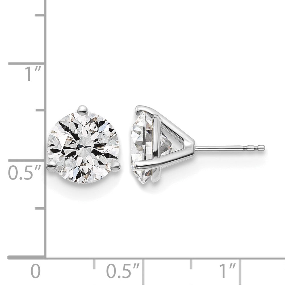 14K White Gold 6 Ctw Certified Lab Grown Diamond Vs+ F+ Round 3 Prong Heavy Wt. Stud Earrings