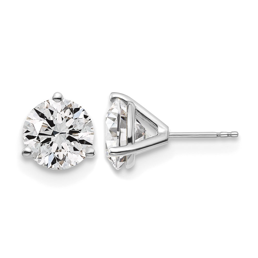 14K White Gold 6 Ctw Certified Lab Grown Diamond Vs+ F+ Round 3 Prong Heavy Wt. Stud Earrings