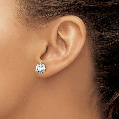 14K Yellow Gold 6 Ctw Certified Lab Grown Diamond Vs+ F+ Round 3 Prong Heavy Wt. Stud Earrings