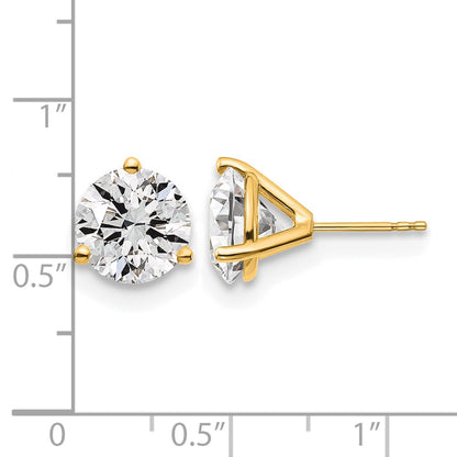 14k Yellow Gold 6 ctw Lab Grown Diamond VS/SI+ G+ Round 3 Prong Heavy Wt. Stud Earrings