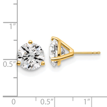 14K Yellow Gold 6 Ctw Certified Lab Grown Diamond Vs+ F+ Round 3 Prong Heavy Wt. Stud Earrings