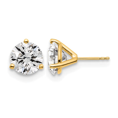 14K Yellow Gold 6 Ctw Certified Lab Grown Diamond Vs+ F+ Round 3 Prong Heavy Wt. Stud Earrings