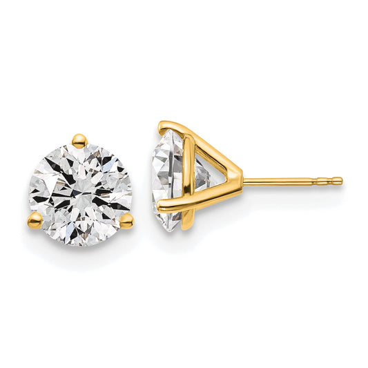 14K Yellow Gold 6 Ctw Certified Lab Grown Diamond Vs+ F+ Round 3 Prong Heavy Wt. Stud Earrings
