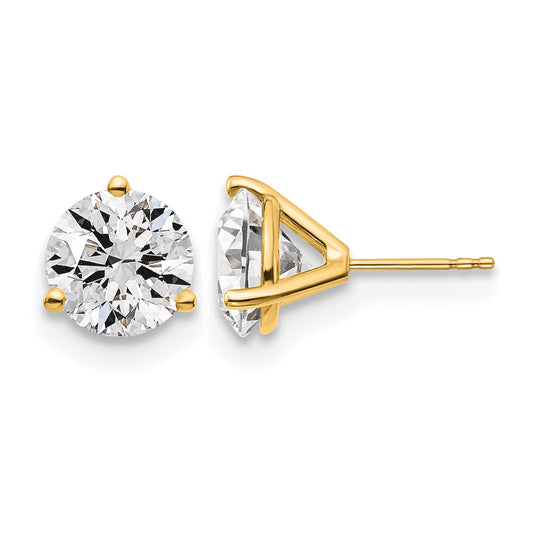 14k Yellow Gold 6 ctw Lab Grown Diamond VS/SI+ G+ Round 3 Prong Heavy Wt. Stud Earrings