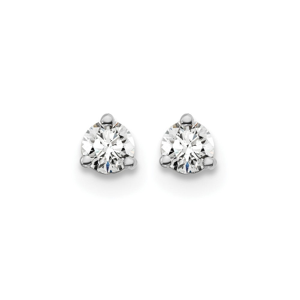 14k White Gold 1/5 ctw Certified Lab Grown Diamond VS/SI+ G+ Round 3 Prong Heavy Wt. Screwback Stud Earrings