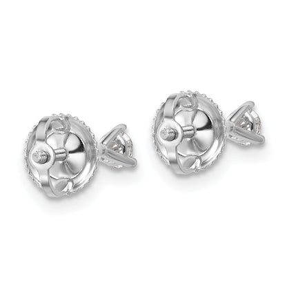 14K White Gold 1/5 Ctw Certified Lab Grown Diamond Vs+ F+ Round 3 Prong Heavy Wt. Screwback Stud Earrings