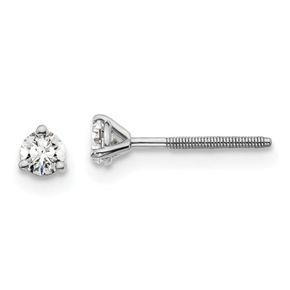14K White Gold 1/5 Ctw Certified Lab Grown Diamond Vs+ F+ Round 3 Prong Heavy Wt. Screwback Stud Earrings