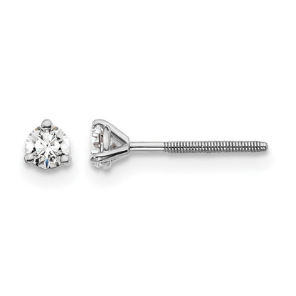14k White Gold 1/5 ctw Certified Lab Grown Diamond VS/SI+ G+ Round 3 Prong Heavy Wt. Screwback Stud Earrings
