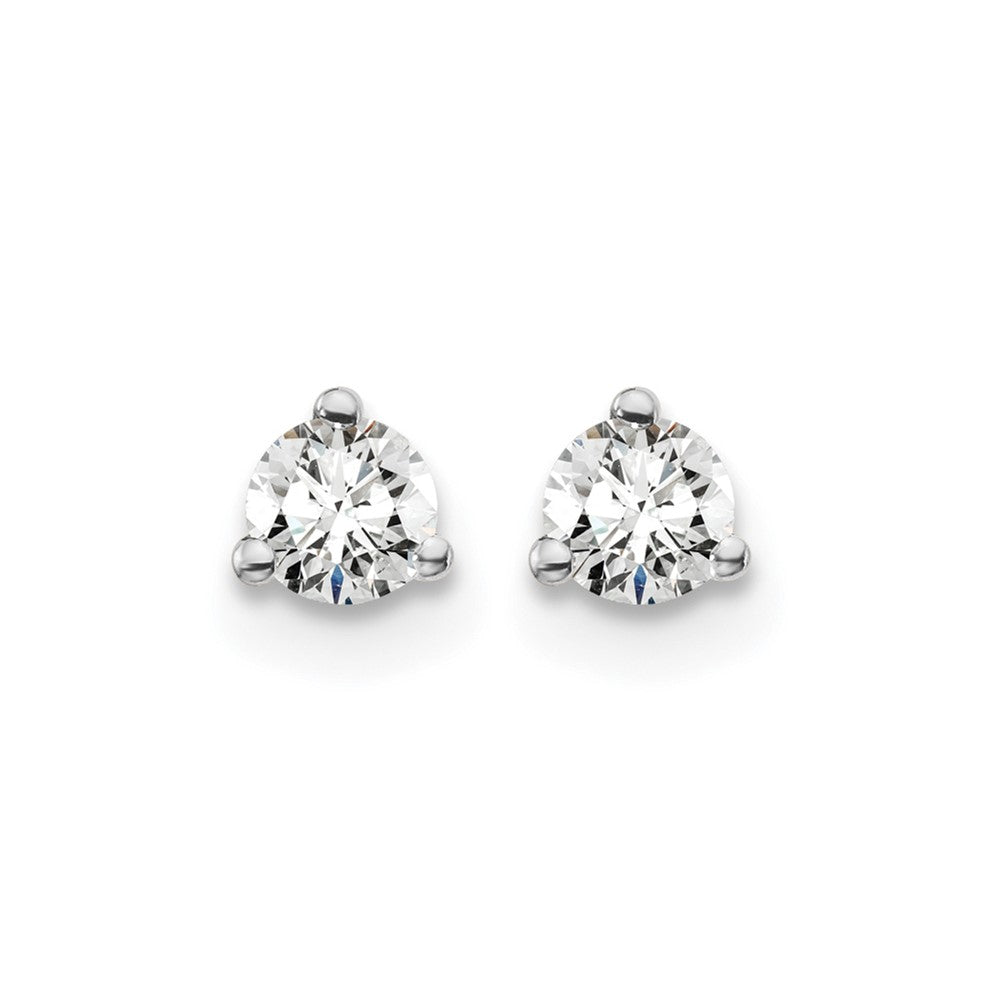 14K White Gold 1/4 Ctw Certified Lab Grown Diamond Vs+ F+ Round 3 Prong Heavy Wt. Screwback Stud Earrings