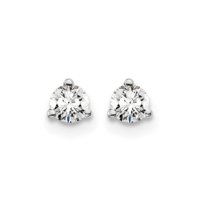 14K White Gold 1/4 Ctw Certified Lab Grown Diamond Vs+ F+ Round 3 Prong Heavy Wt. Screwback Stud Earrings