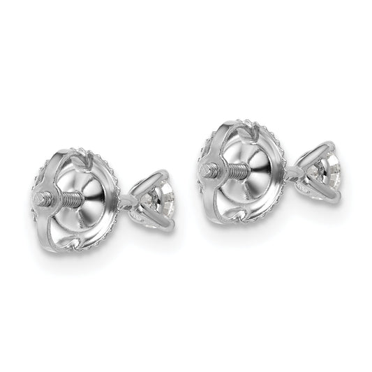 14K White Gold 1/4 Ctw Lab Grown Diamond Vs+ F+ Round 3 Prong Heavy Wt. Screwback Stud Earrings