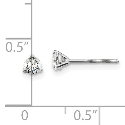 14K White Gold 1/4 Ctw Certified Lab Grown Diamond Vs+ F+ Round 3 Prong Heavy Wt. Screwback Stud Earrings