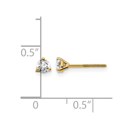 14k Yellow Gold 1/4 ctw Lab Grown Diamond VS/SI+ G+ Round 3 Prong Heavy Wt. Screwback Stud Earrings