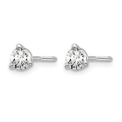 14K White Gold 1/3 Ctw Lab Grown Diamond Vs+ F+ Round 3 Prong Heavy Wt. Screwback Stud Earrings