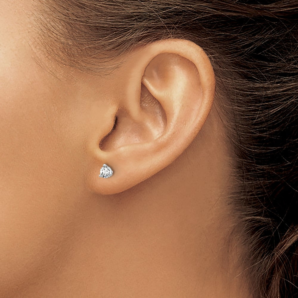 14K White Gold 1/3 Ctw Lab Grown Diamond Vs+ F+ Round 3 Prong Heavy Wt. Screwback Stud Earrings