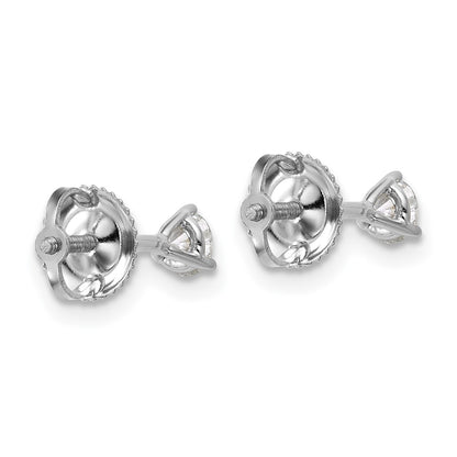 14K White Gold 1/3 Ctw Certified Lab Grown Diamond Vs+ F+ Round 3 Prong Heavy Wt. Screwback Stud Earrings