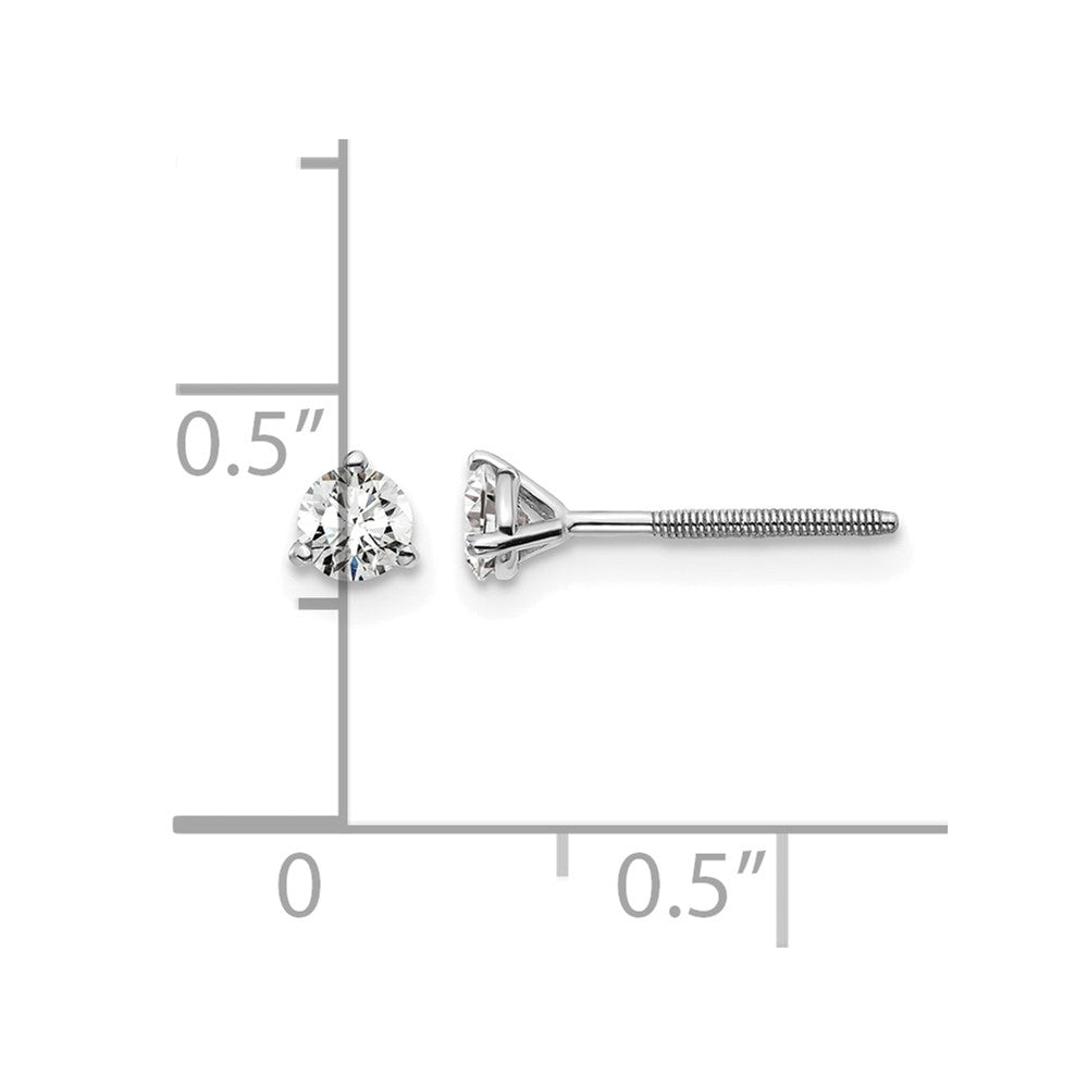 14K White Gold 1/3 Ctw Lab Grown Diamond Vs+ F+ Round 3 Prong Heavy Wt. Screwback Stud Earrings
