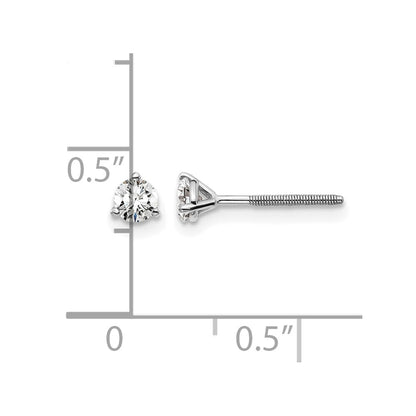 14K White Gold 1/3 Ctw Lab Grown Diamond Vs+ F+ Round 3 Prong Heavy Wt. Screwback Stud Earrings