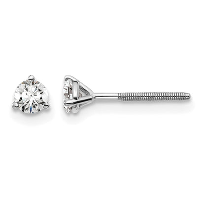 14K White Gold 1/3 Ctw Lab Grown Diamond Vs+ F+ Round 3 Prong Heavy Wt. Screwback Stud Earrings