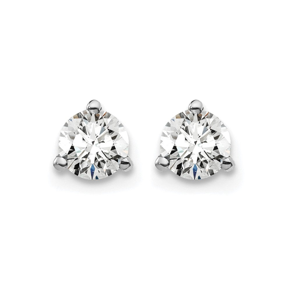 14k White Gold 1/2 Ct. Lab Grown Diamond VS/SI+ G+ Round Three Prong Screwback Stud Post Earrings