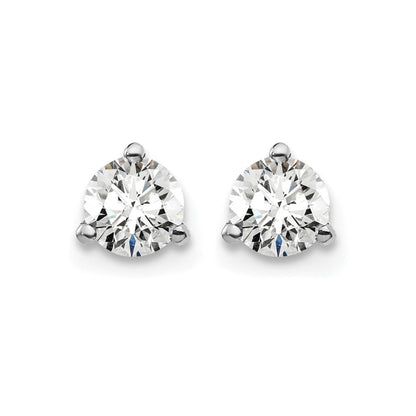 14k White Gold 1/2 Ct. Lab Grown Diamond VS/SI+ G+ Round Three Prong Screwback Stud Post Earrings