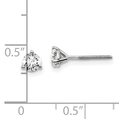 14K White Gold 1/2 Ctw Certified Lab Grown Diamond Vs+ F+ Round 3 Prong Heavy Wt. Screwback Stud Earrings