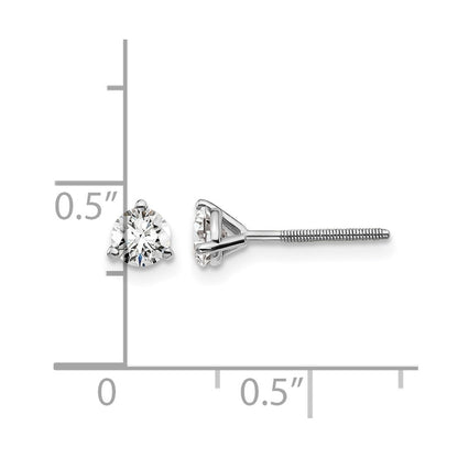 14k White Gold 1/2 ctw Lab Grown Diamond VS/SI+ G+ Round 3 Prong Heavy Wt. Screwback Stud Earrings