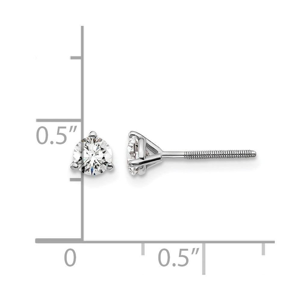 14K White Gold 1/2 Ctw Lab Grown Diamond Vs+ F+ Round 3 Prong Heavy Wt. Screwback Stud Earrings