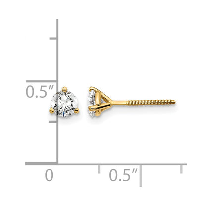 14k Yellow Gold 1/2 ctw Lab Grown Diamond VS/SI+ G+ Round 3 Prong Heavy Wt. Screwback Stud Earrings