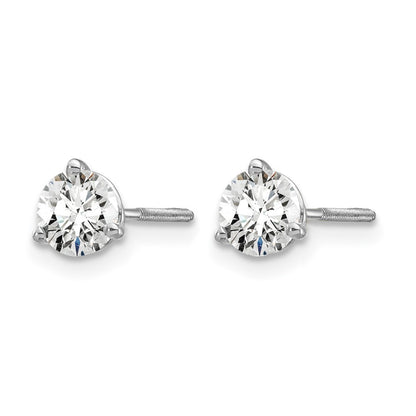 14k White Gold 2/3 ctw Certified Lab Grown Diamond VS/SI+ G+ Round 3 Prong Heavy Wt. Screwback Stud Earrings