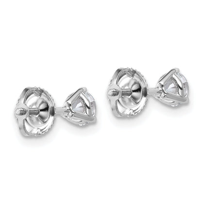 14K White Gold 2/3 Ctw Certified Lab Grown Diamond Vs+ F+ Round 3 Prong Heavy Wt. Screwback Stud Earrings