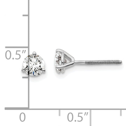 14K White Gold 2/3 Ctw Certified Lab Grown Diamond Vs+ F+ Round 3 Prong Heavy Wt. Screwback Stud Earrings