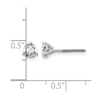 14k White Gold 2/3 ctw Lab Grown Diamond VS/SI+ G+ Round 3 Prong Heavy Wt. Screwback Stud Earrings