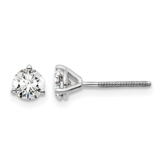 14k White Gold 2/3 ctw Certified Lab Grown Diamond VS/SI+ G+ Round 3 Prong Heavy Wt. Screwback Stud Earrings