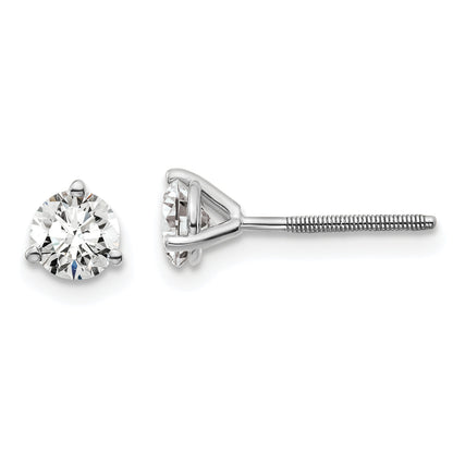 14K White Gold 2/3 Ctw Certified Lab Grown Diamond Vs+ F+ Round 3 Prong Heavy Wt. Screwback Stud Earrings