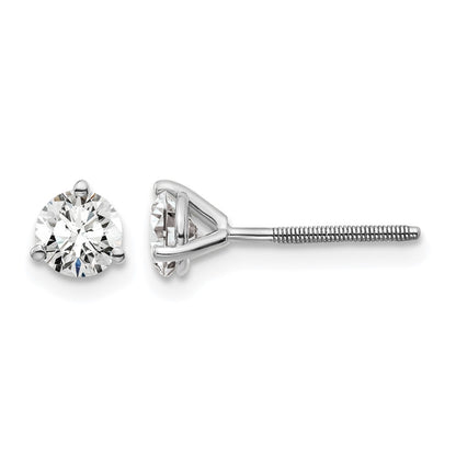 14k White Gold 2/3 ctw Lab Grown Diamond VS/SI+ G+ Round 3 Prong Heavy Wt. Screwback Stud Earrings