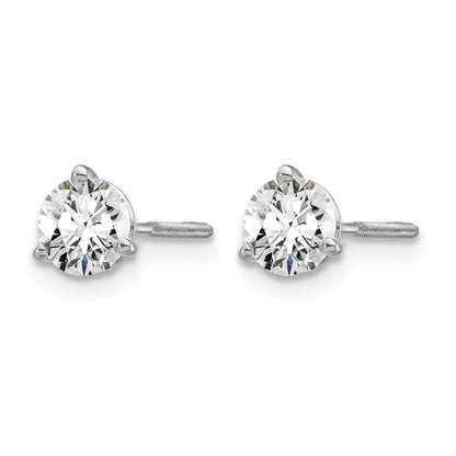 14K White Gold 3/4 Ctw Certified Lab Grown Diamond Vs+ F+ Round 3 Prong Heavy Wt. Screwback Stud Earrings