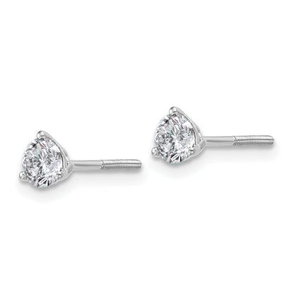 14K White Gold 3/4 Ctw Lab Grown Diamond Vs+ F+ Round 3 Prong Heavy Wt. Screwback Stud Earrings