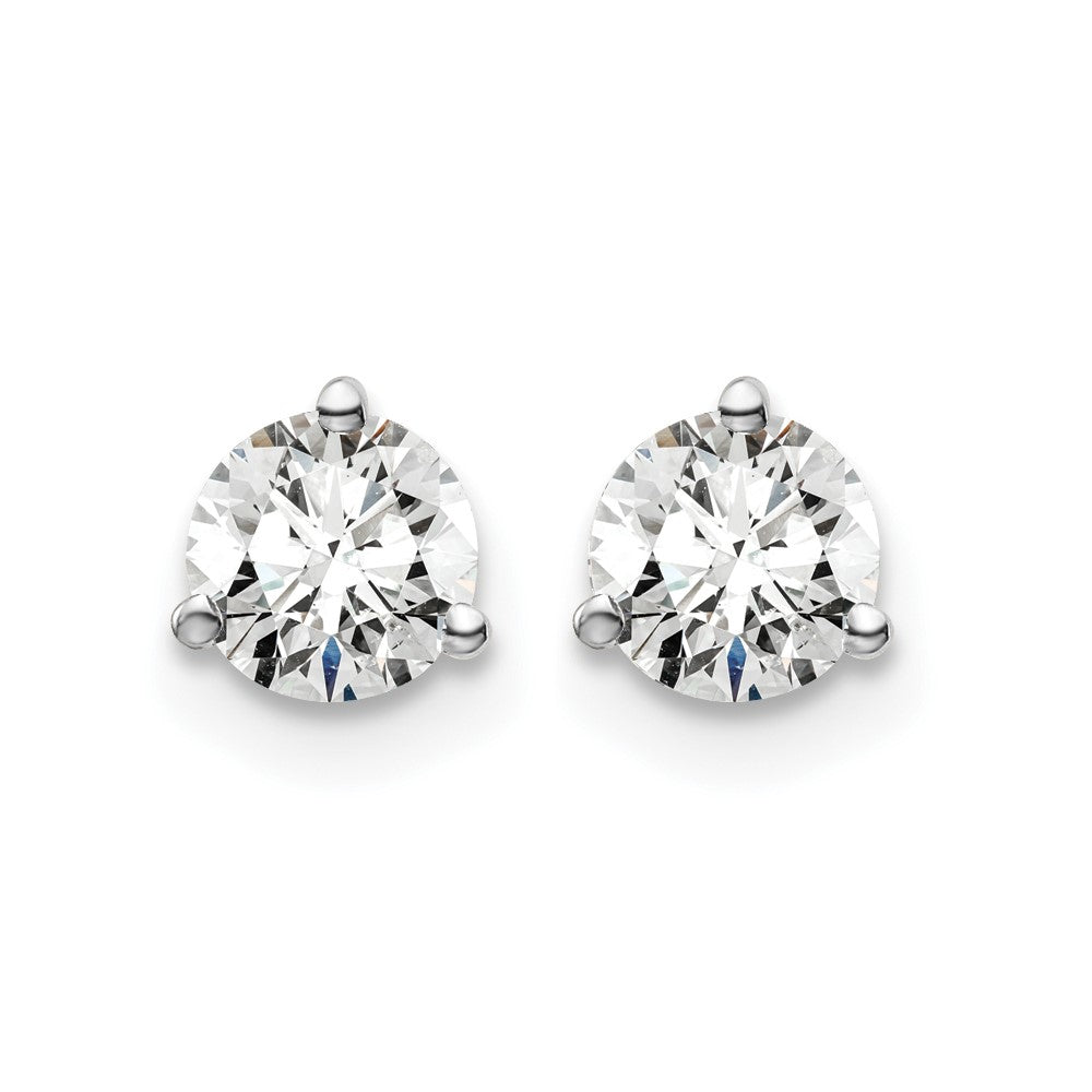 14k White Gold 3/4 ctw Lab Grown Diamond VS/SI+ G+ Round 3 Prong Heavy Wt. Screwback Stud Earrings