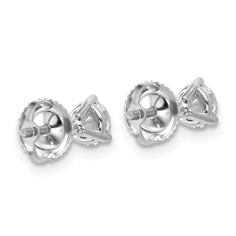 14k White Gold 3/4 ctw Lab Grown Diamond VS/SI+ G+ Round 3 Prong Heavy Wt. Screwback Stud Earrings